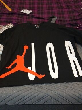Jordan Black Tee with Orange Jumpman and White Lettering